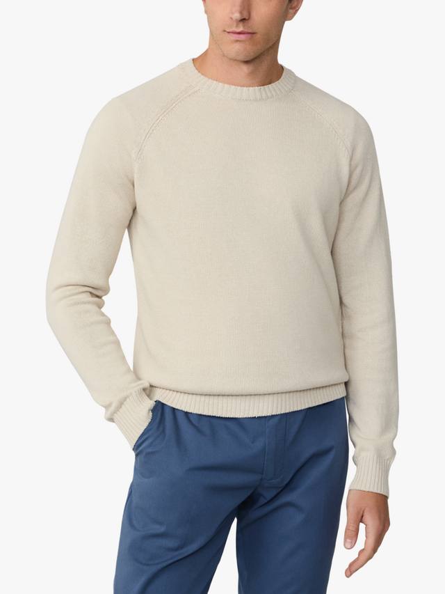 

Льняной и хлопковый джемпер с круглым вырезом Hackett London, Stone Beige