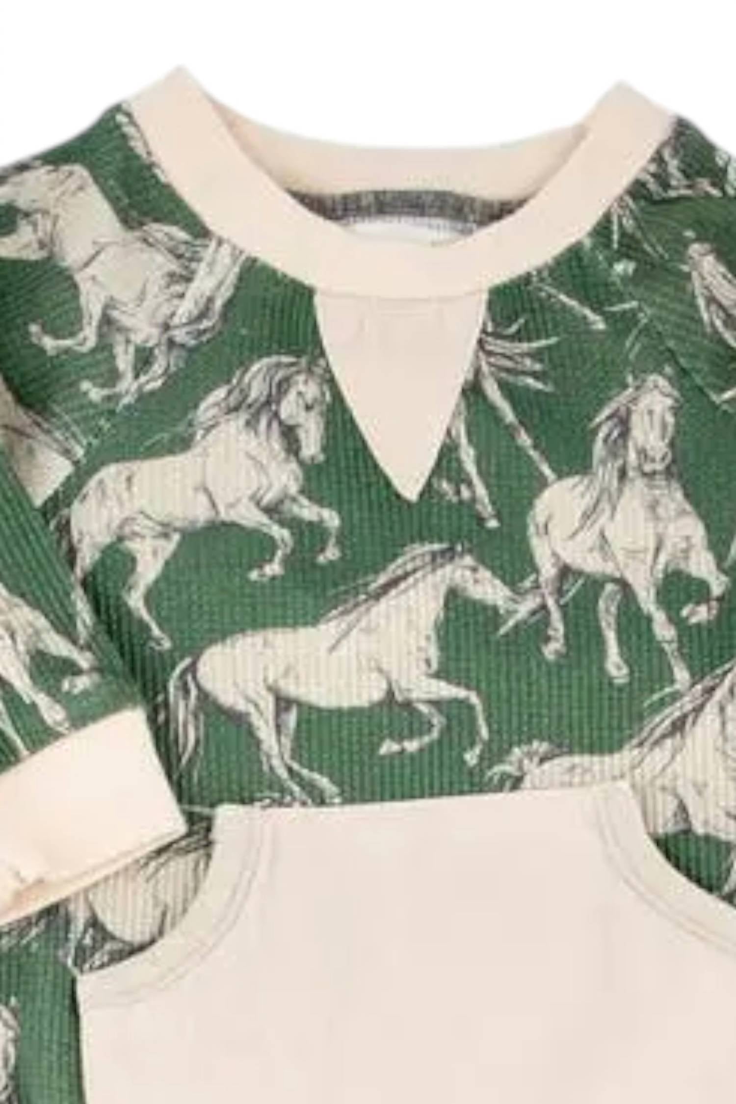 Детский комбинезон с круглым вырезом Baby's Nova Crew Neck Romper в расцветке "Дикие лошади" Miki Miette, wild horses — фото 3