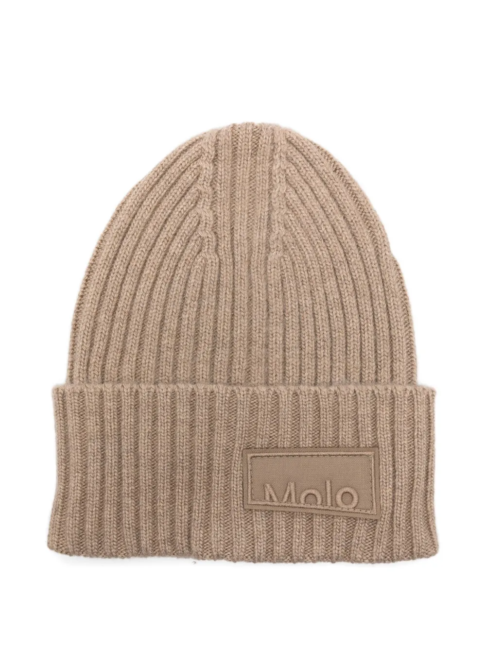 

Шапка бини в рубчик с нашивкой-логотипом Molo, нейтральный