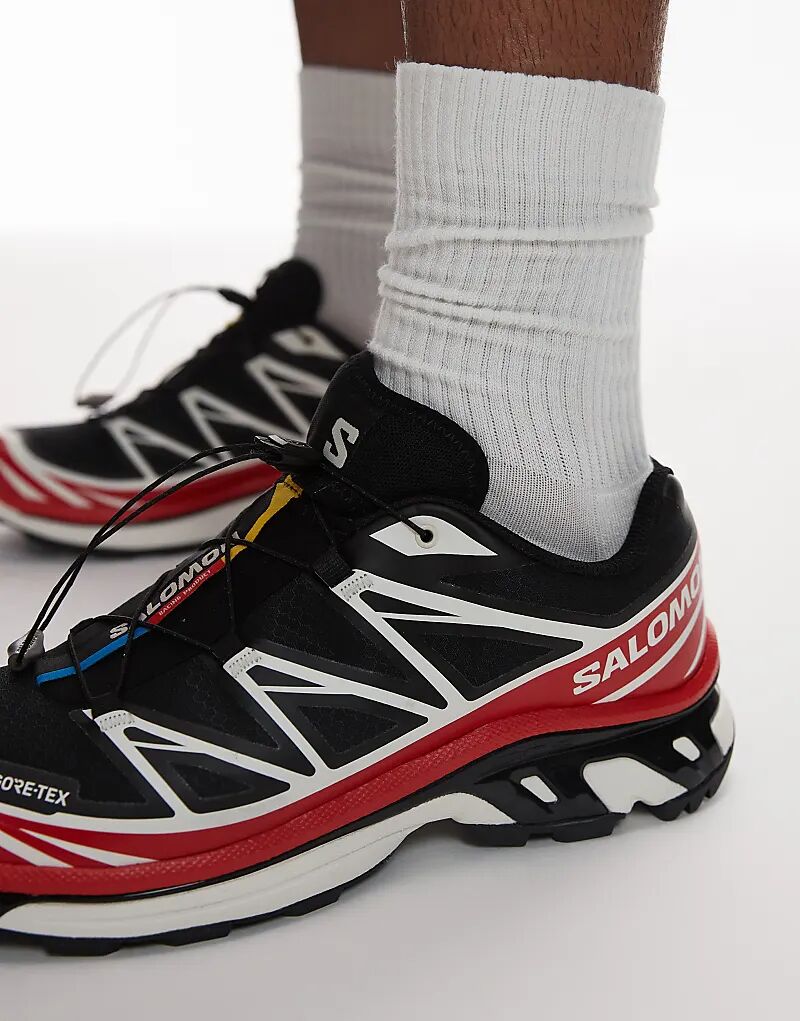 Кроссовки Salomon XT-6 GTX черного, огненно-алого и ванильно-ледяного цветов — фото 4