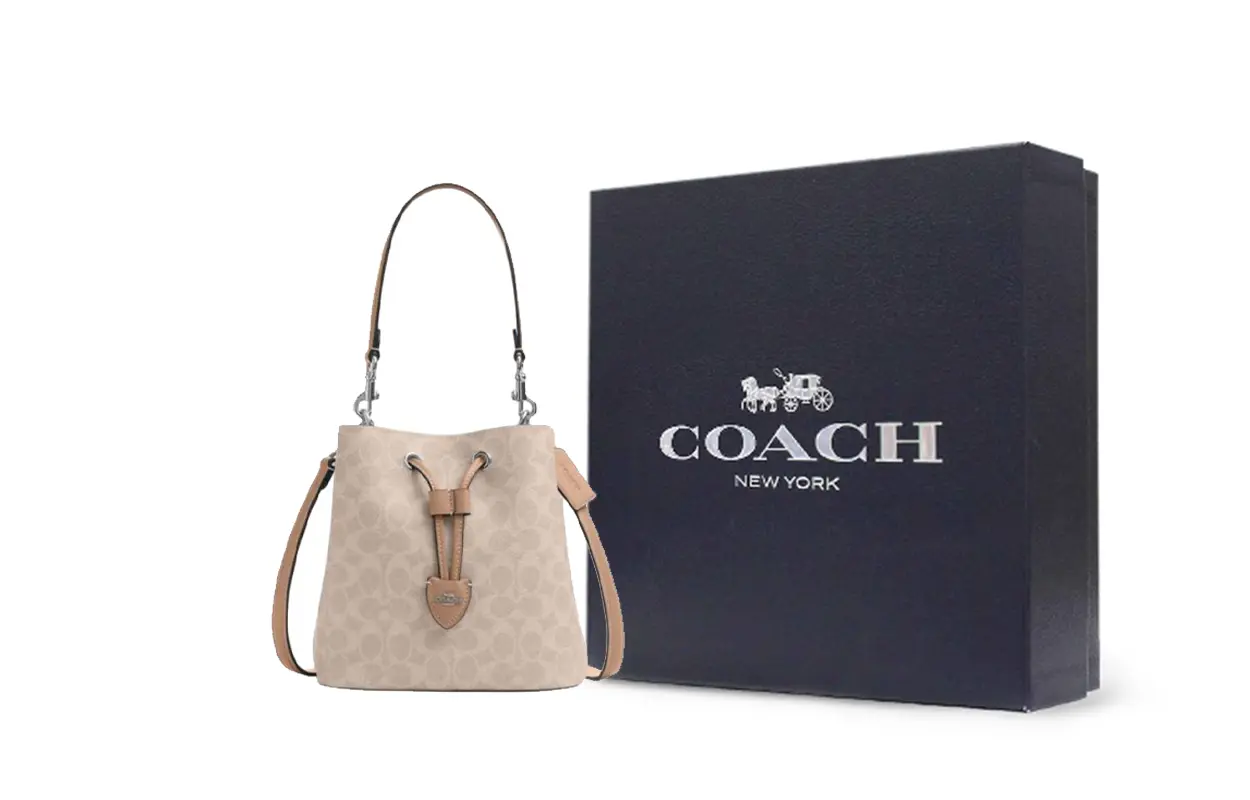 

COACH Роуэн Искусственная Кожа Сумка Панама Женская Песочный Желтый и Тауп