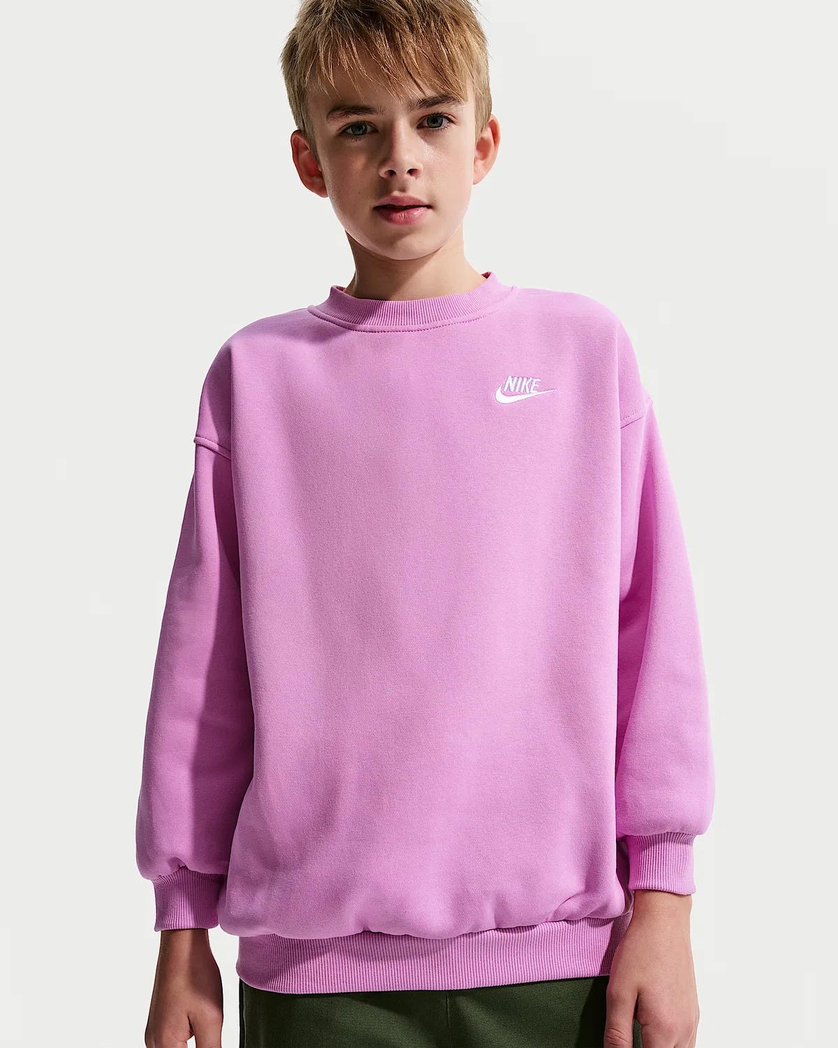 Детская увеличенная толстовка Nike Sportswear Club Fleece, Light Magenta/Light Magenta/White — фото 3
