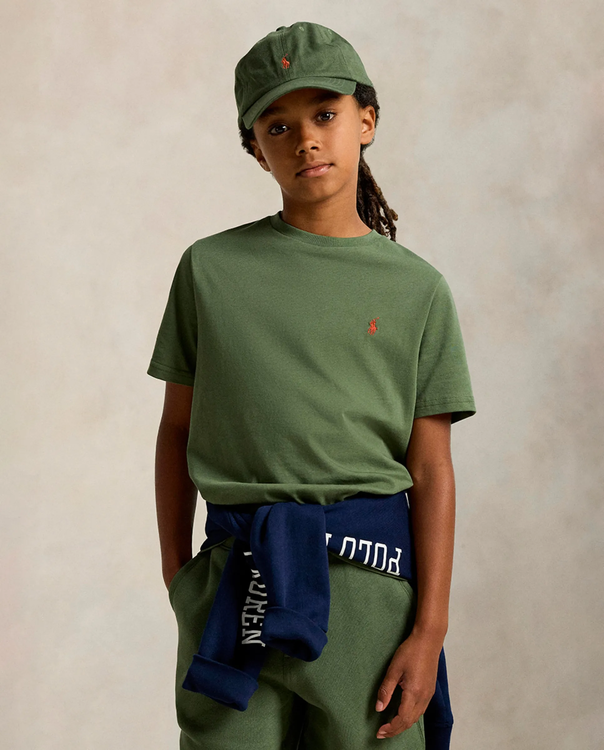 

Детская хлопковая футболка с круглым вырезом Polo Ralph Lauren, темно-зеленый