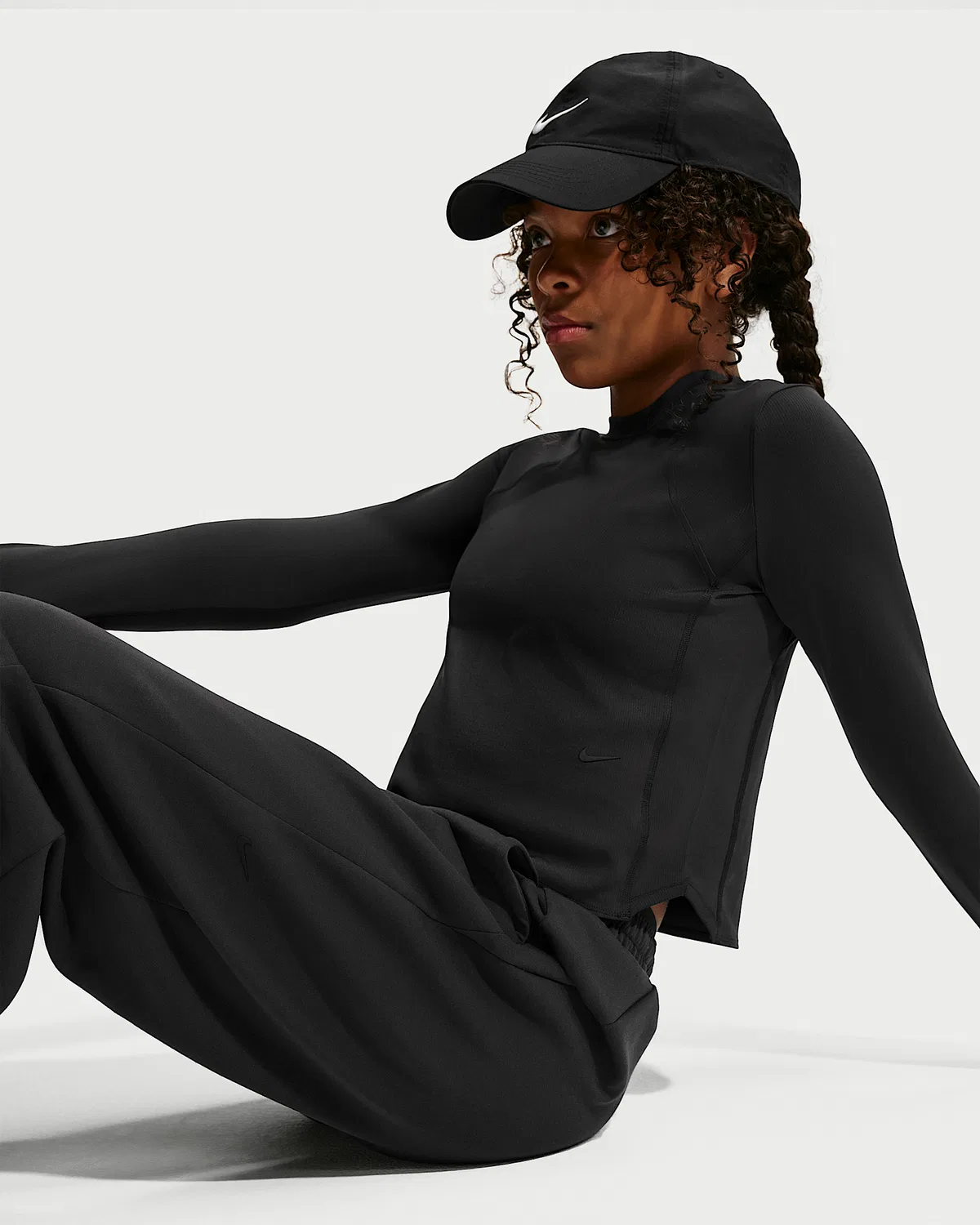 Детская футболка Nike MAVN Dri-FIT Ribbed с длинным рукавом, Black/Black/Black — фото 3