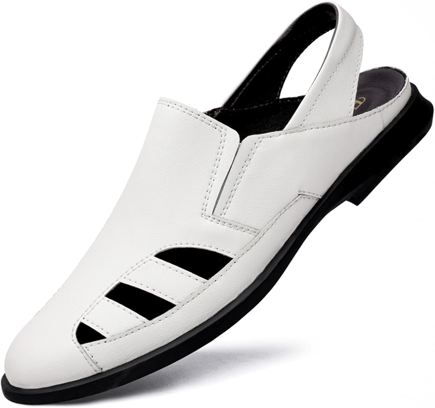 

Мужские кожаные закрытые деловые сандалии Abborora, прохладные пляжные сандалии, белый