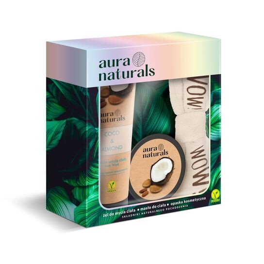 

Набор косметики, 2 шт + повязка на голову Aura Naturals, Coco & Almond