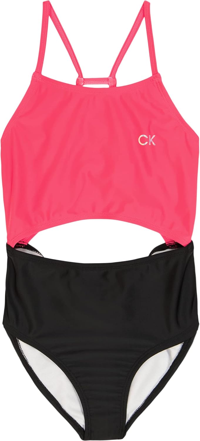 

Слитные и раздельные купальники-бикини Calvin Klein для девочек с защитой от солнца UPF 50+, быстросохнущие., Pink Glow