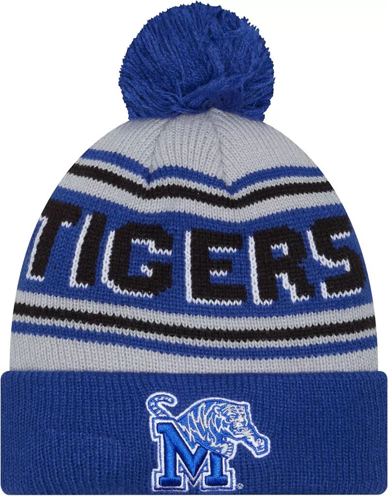

Мужская шапка New Era Memphis Tigers синего цвета с помпоном и надписью