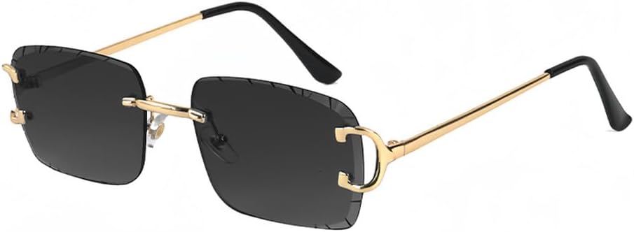 

Мужские солнцезащитные очки без оправы с градиентным переходом цвета, медная оправа, панк-стиль, женские маленькие очки без оправы, защита от ультрафиолета UV400 WNCKSQ, C01 Black