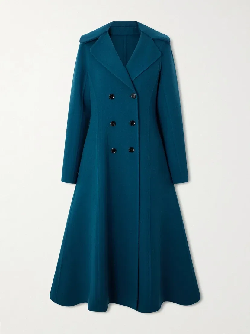 Двубортное шерстяное пальто Alaïa, синий