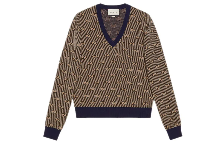 Свитер мужской GUCCI кашемировый с V-образным вырезом, верблюжий, Camel