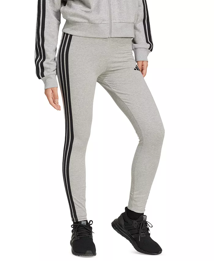 Женские облегающие леггинсы с высокой посадкой и полной длиной adidas, серый — фото 3