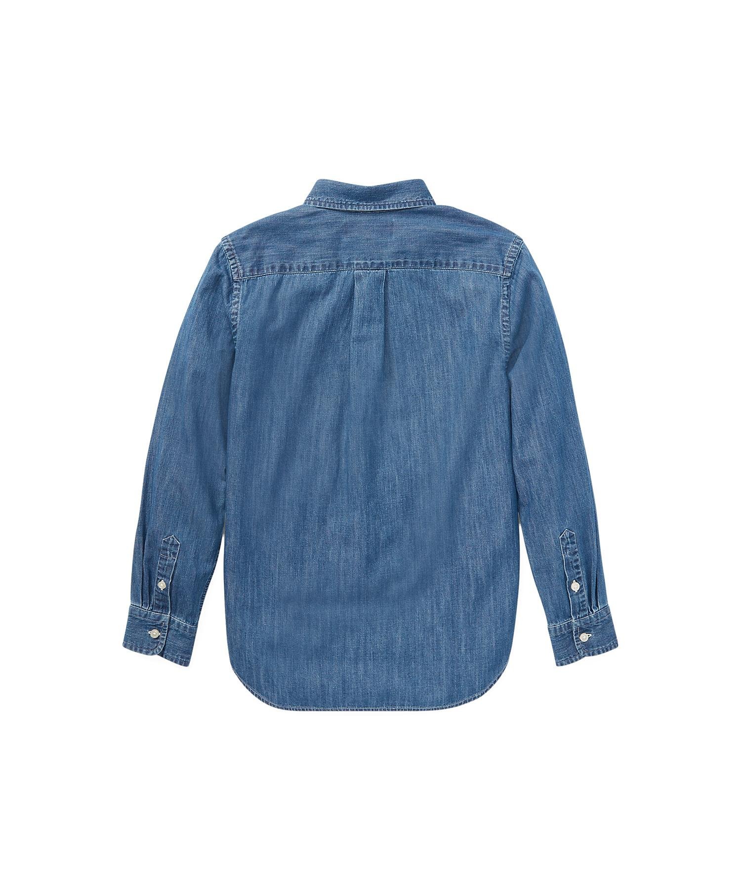 Хлопковая джинсовая рубашка (Для мальчиков 8-20 лет) Polo Ralph Lauren, 400 Blue