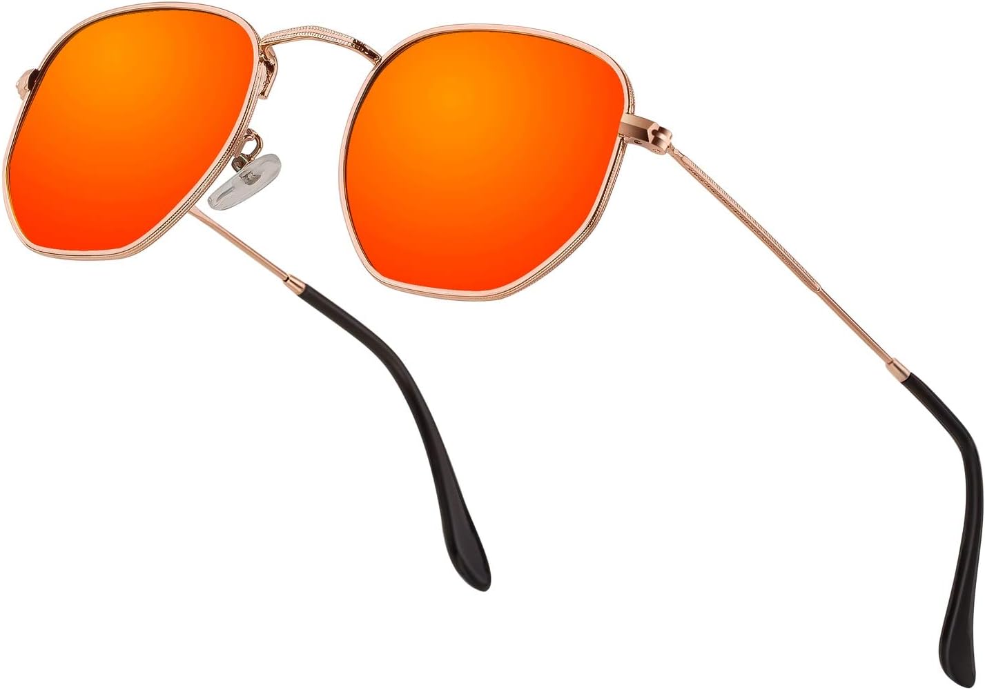 

Хипстерские шестиугольные поляризованные солнцезащитные очки для мужчин и женщин, геометрические квадратные, маленькие, в винтажном стиле, с металлической оправой, ретро-очки Htms, Orange Lens/Gold Frame