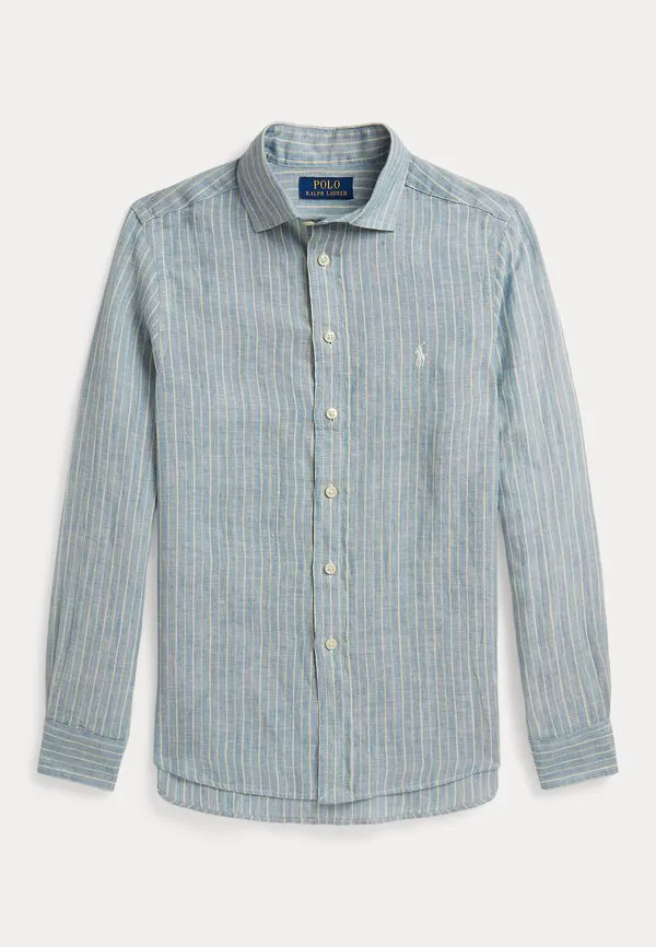 Полосатая льняная рубашка 714y Polo Ralph Lauren, Blue Cream
