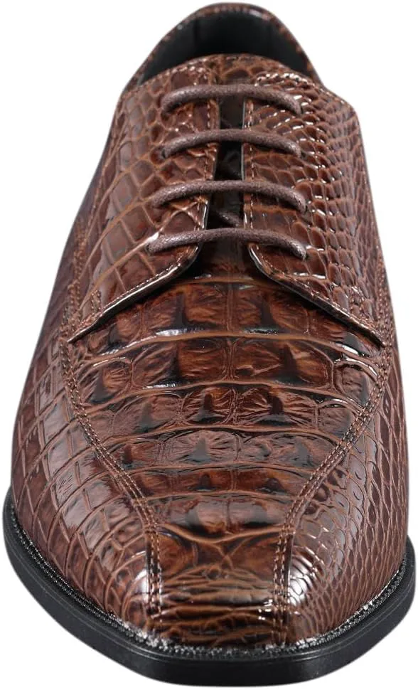 

Amali Harvey Fashion Мужская обувь Оксфорды с экзотической кожей крокодила с шнуровкой для мужчин, коричневый