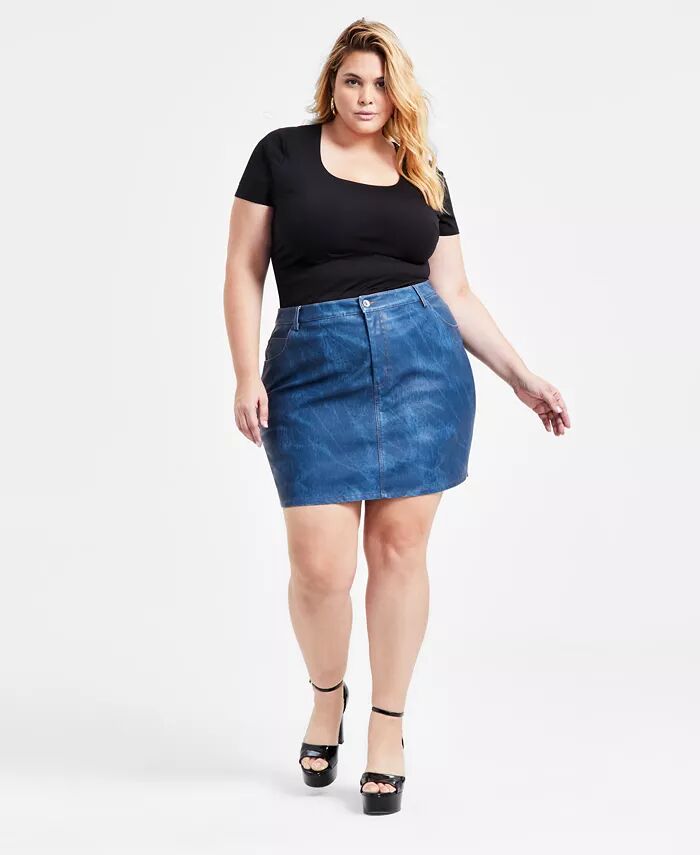 

Мини-юбка Trendy Plus Denim из искусственной кожи Bar III, синий