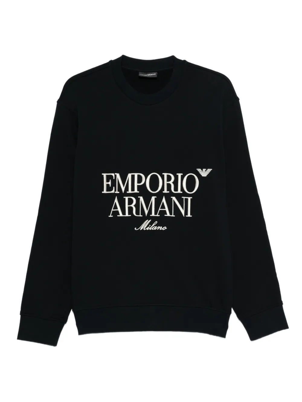 

Свитшот с вышитым логотипом и круглым вырезом Emporio Armani, синий