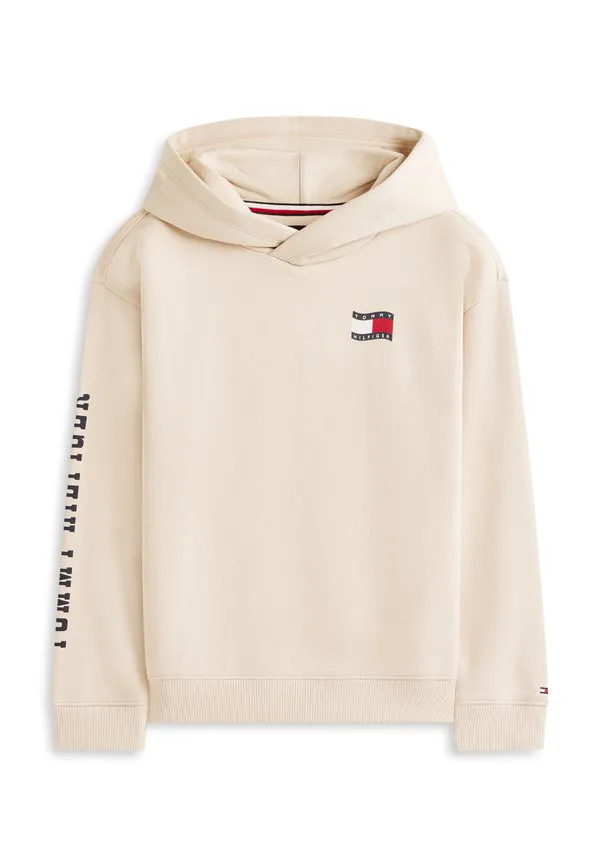 Толстовка с капюшоном и волнистым флагом из махровой ткани Tommy Hilfiger, Classic Beige — фото 4
