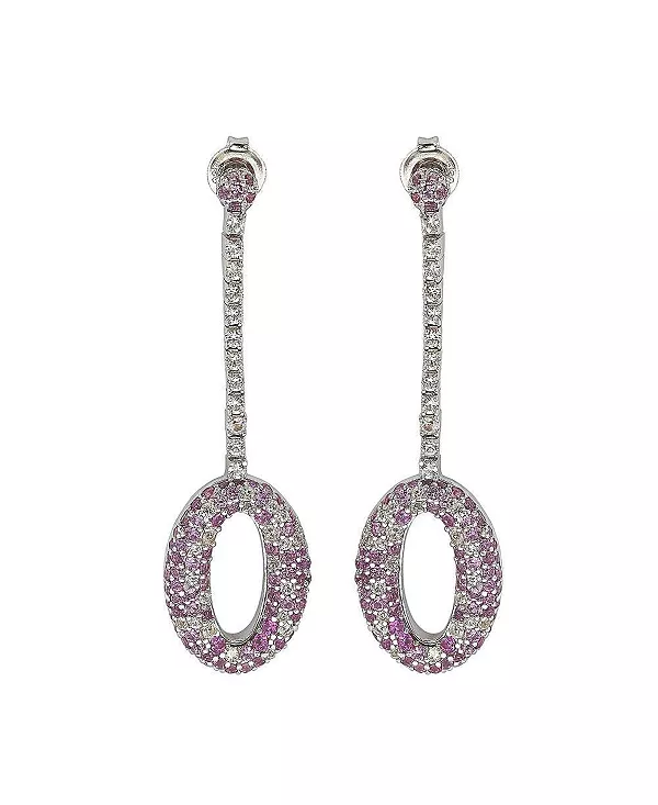 

Серьги-Подвески Suzy Levian из стерлингового серебра с сапфирами и искусственными белыми сапфирами в форме овала и круга Suzy Levian New York, pink