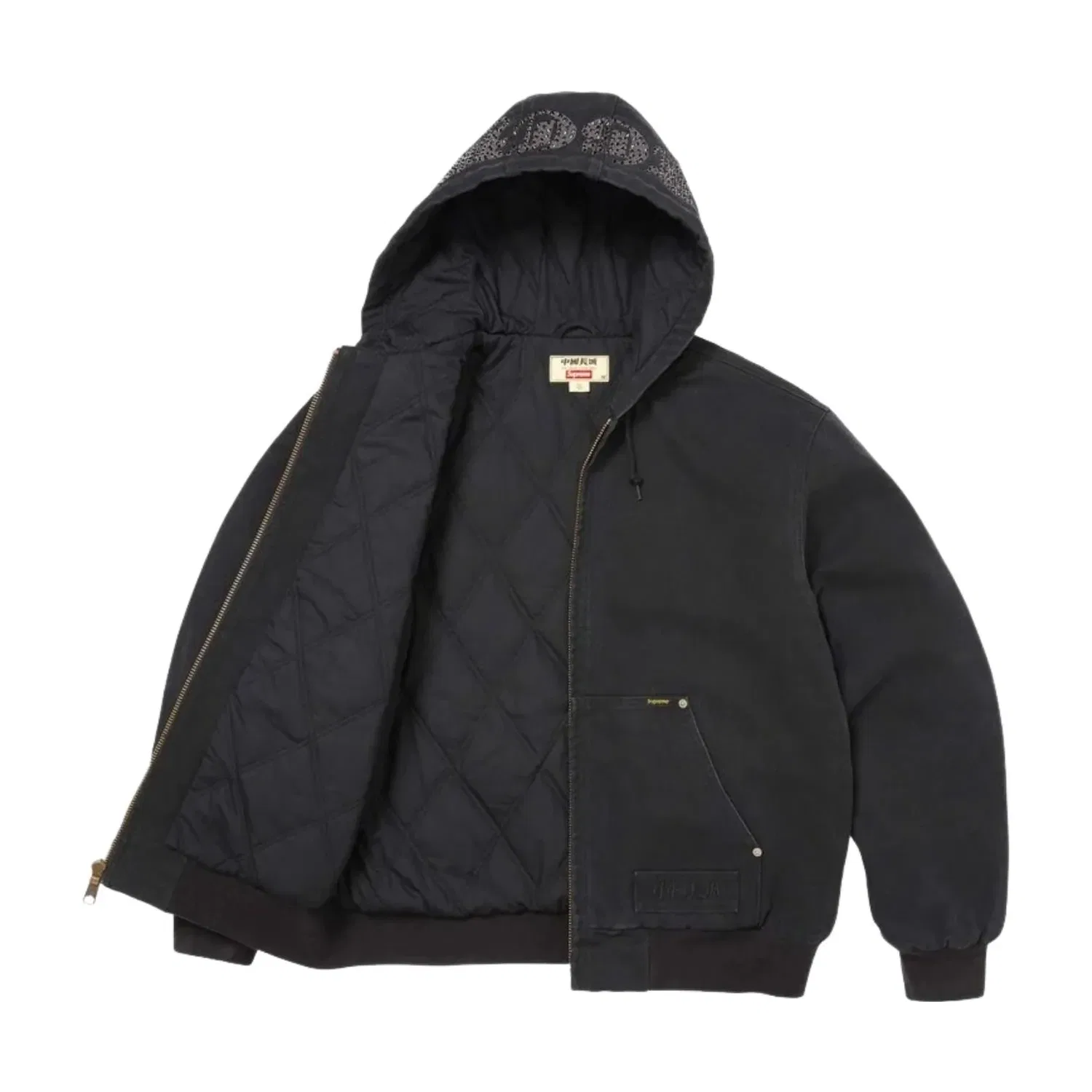 Рабочая куртка Supreme x The Great China Wall с капюшоном, черная, SUP-SS26-185-BLK — фото 3