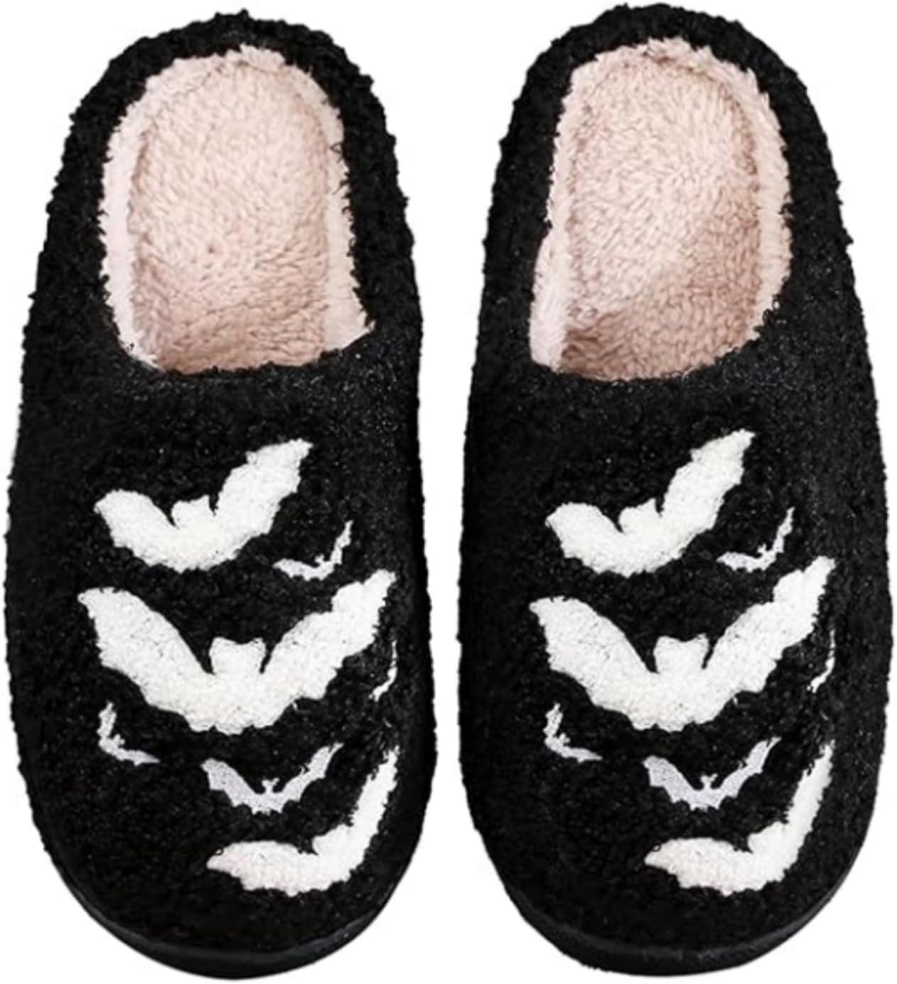 

Тапочки ELIRAR на Хэллоуин с милым забавным лицом летучей мыши и призрака для женщин и мужчин, зимние, удобные для дома, черный