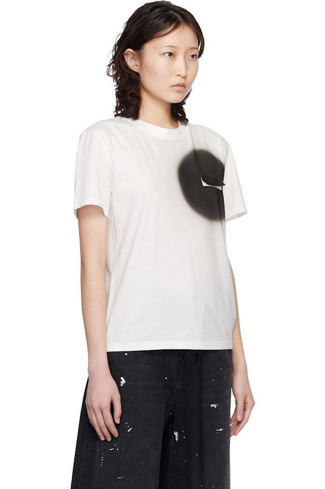 Mm6 Maison Margiela Футболка Off-White с изображением аэрозольной краски — фото 2