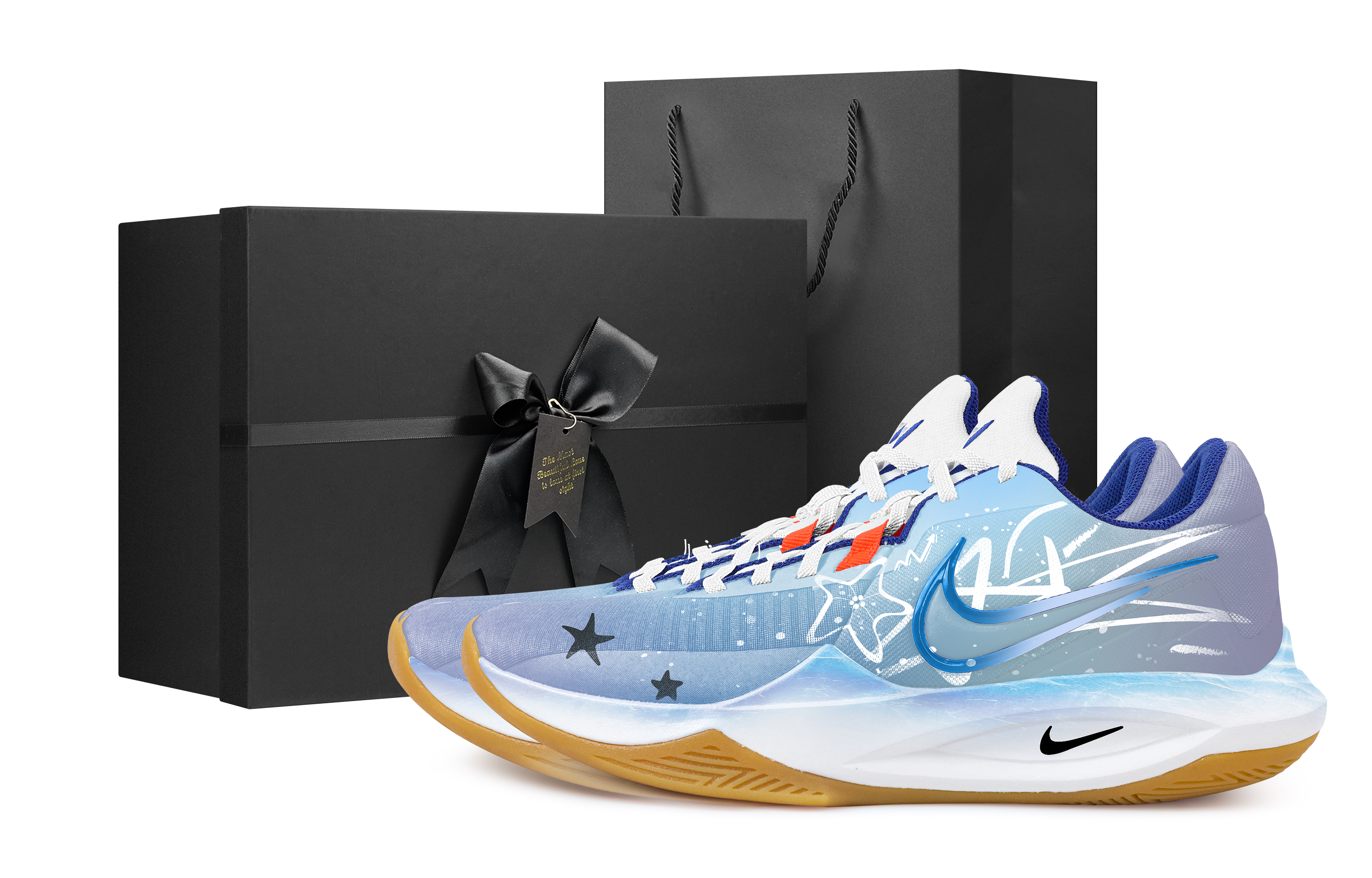 

Nike Баскетбольные кроссовки Precision 6 Blue Ocean Black Box с противоскользящим покрытием, износостойкие, низкие, мужские, небесно-голубые