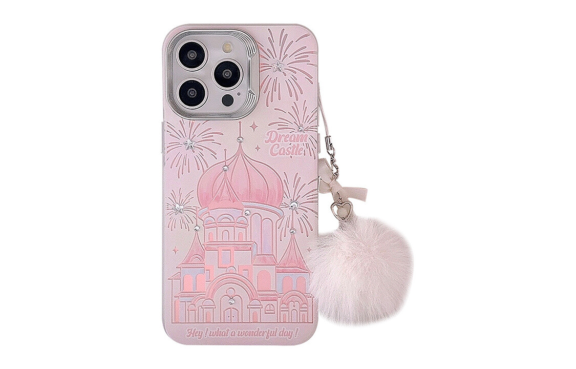 

US8ACC чехол для телефона, Palace castle white diamond hairball bow phone case