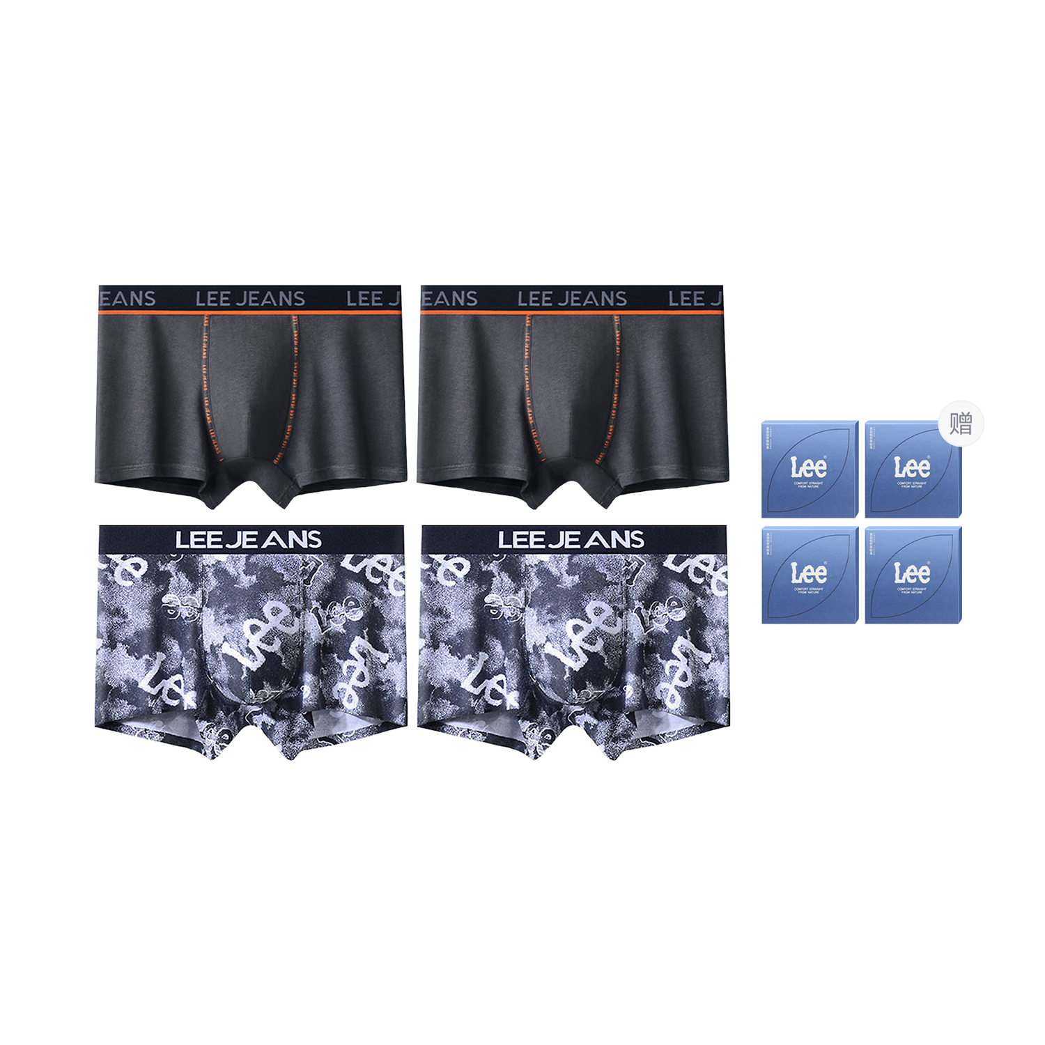 

Боксеры мужские Brilliant Underpants 4 шт Lee, темно-серый