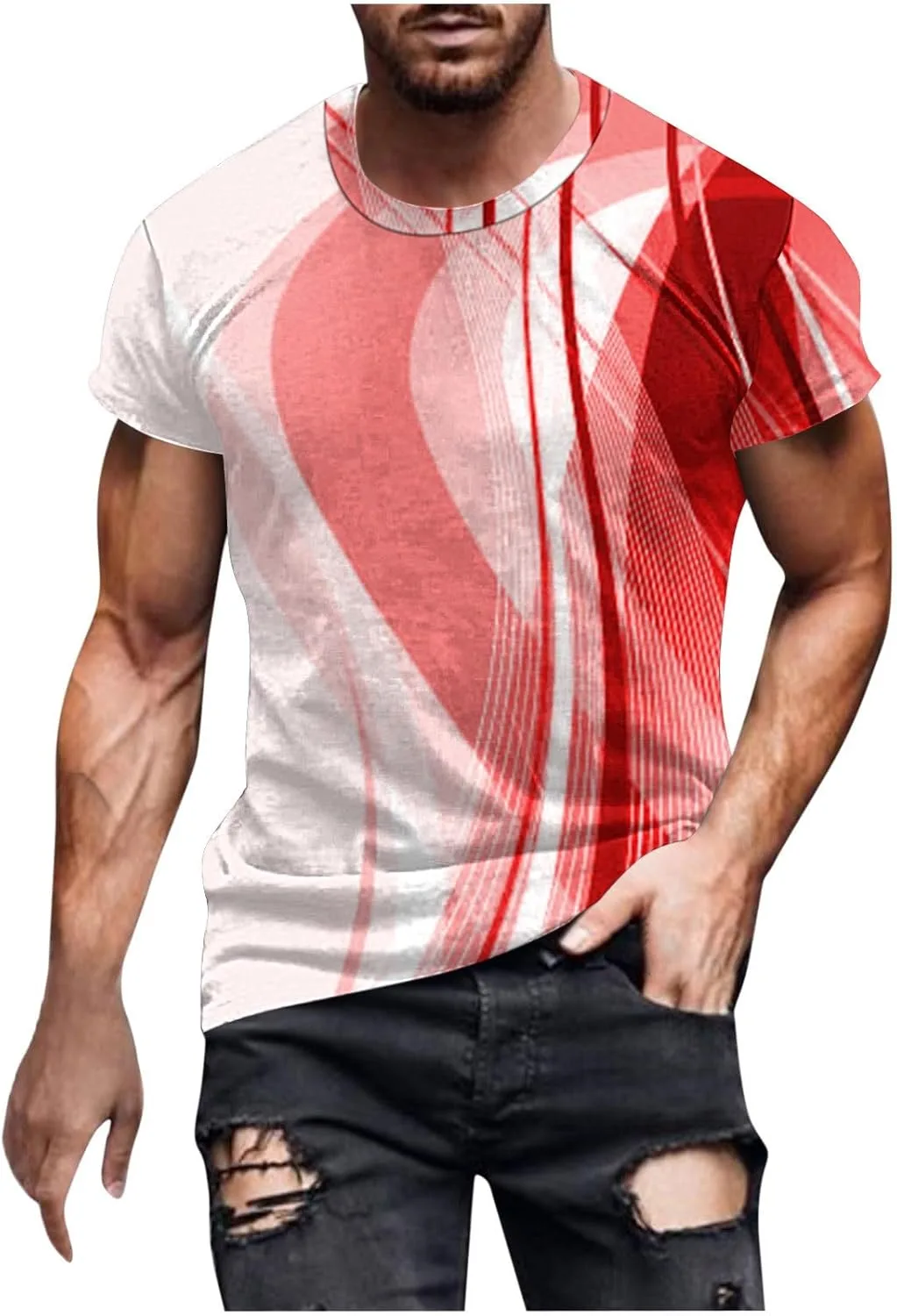 

Мужская футболка Muscle с принтом для тренировок QUNPIU