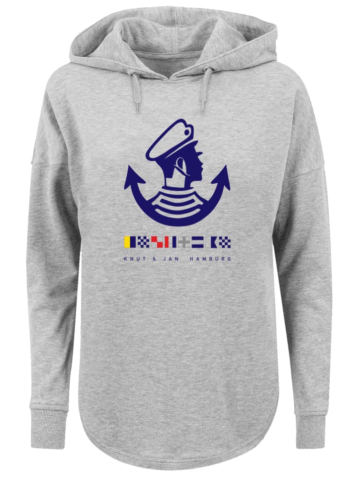 

Женская толстовка с капюшоном большого размера с логотипом Knut & Jan Hamburg серого цвета F4NT4STIC