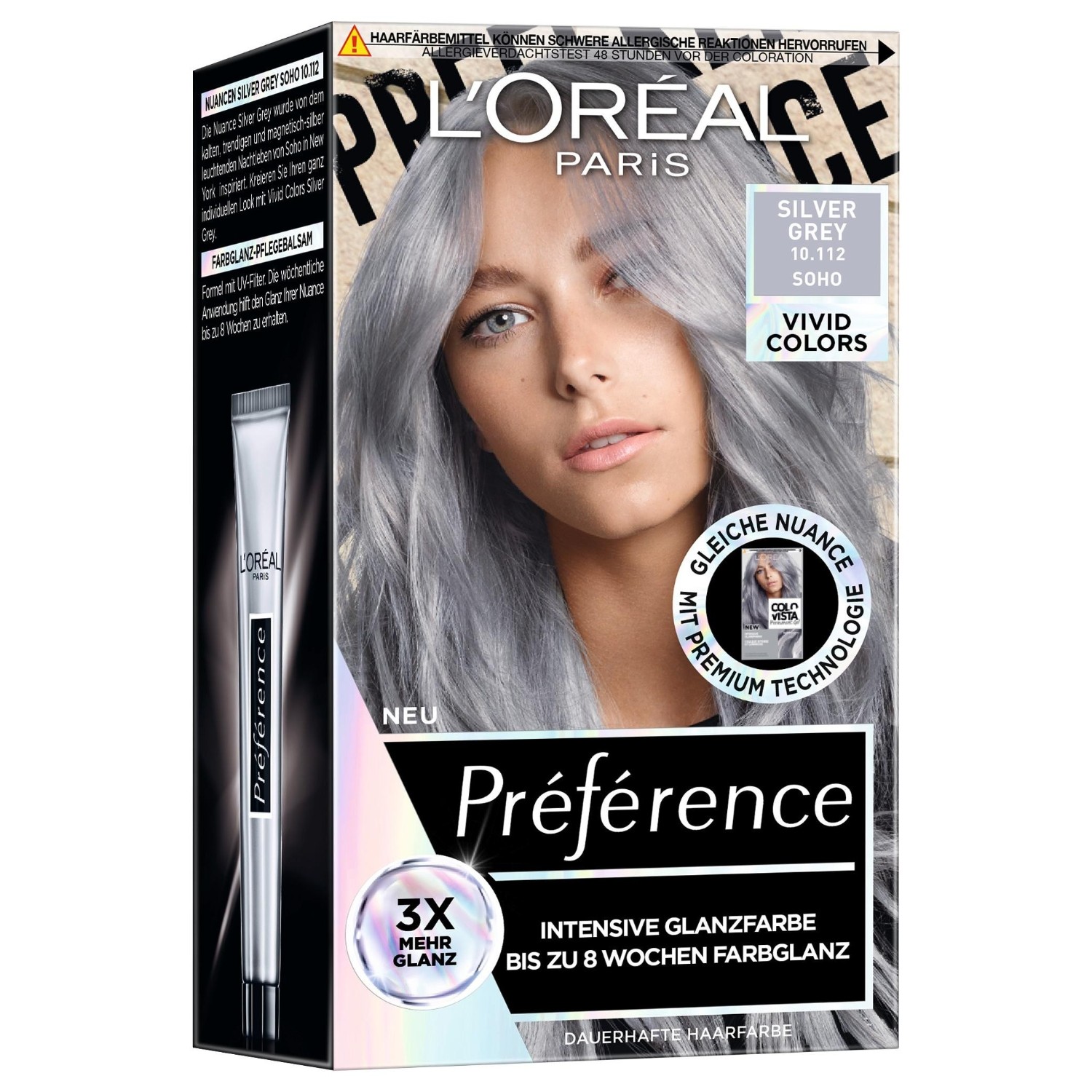 

Краска для волос preference vivid colors Loreal Paris, nr. 10.112 - silver grey, количество 1 шт.