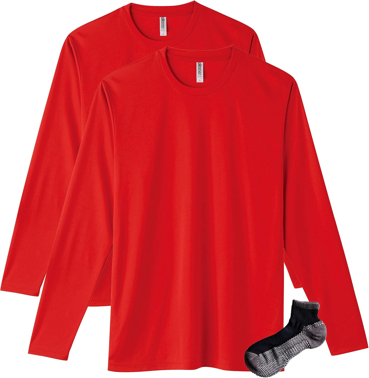 

Футболка с длинным рукавом Glimmer 00352-AIL из трикотажа Interlock Dry плотностью 3,5 унции, красный