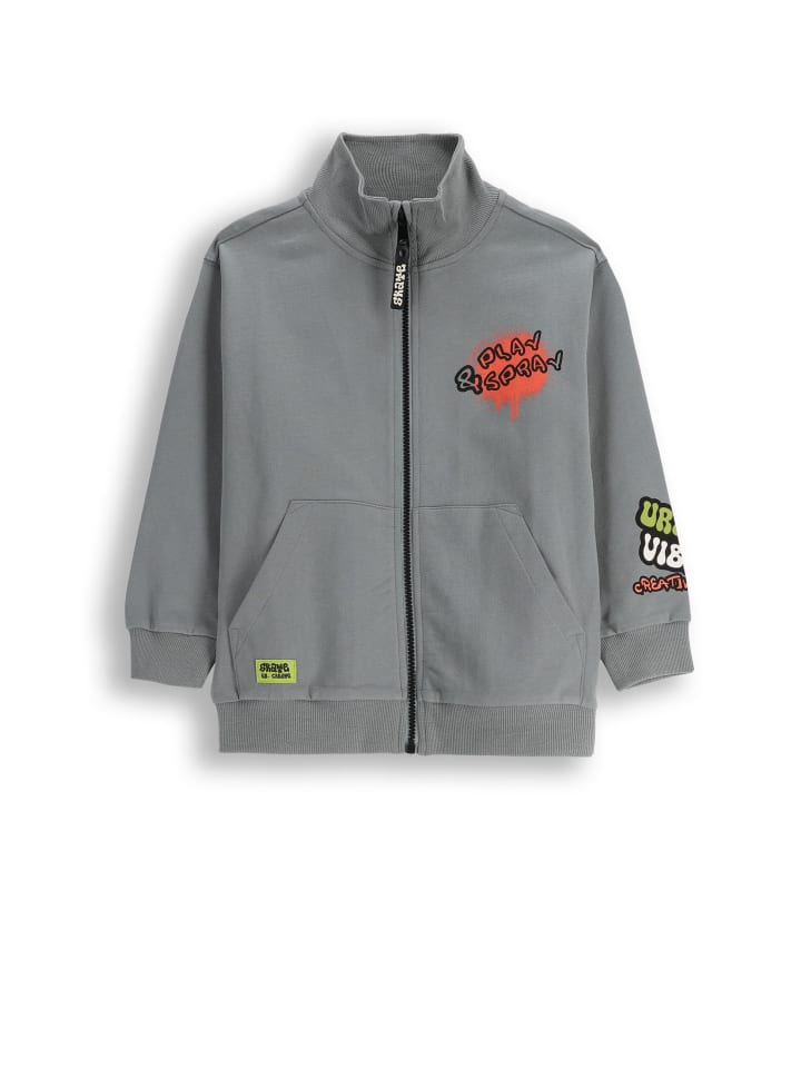 

Куртка на молнии с воротником-стойкой серого цвета Coccodrillo