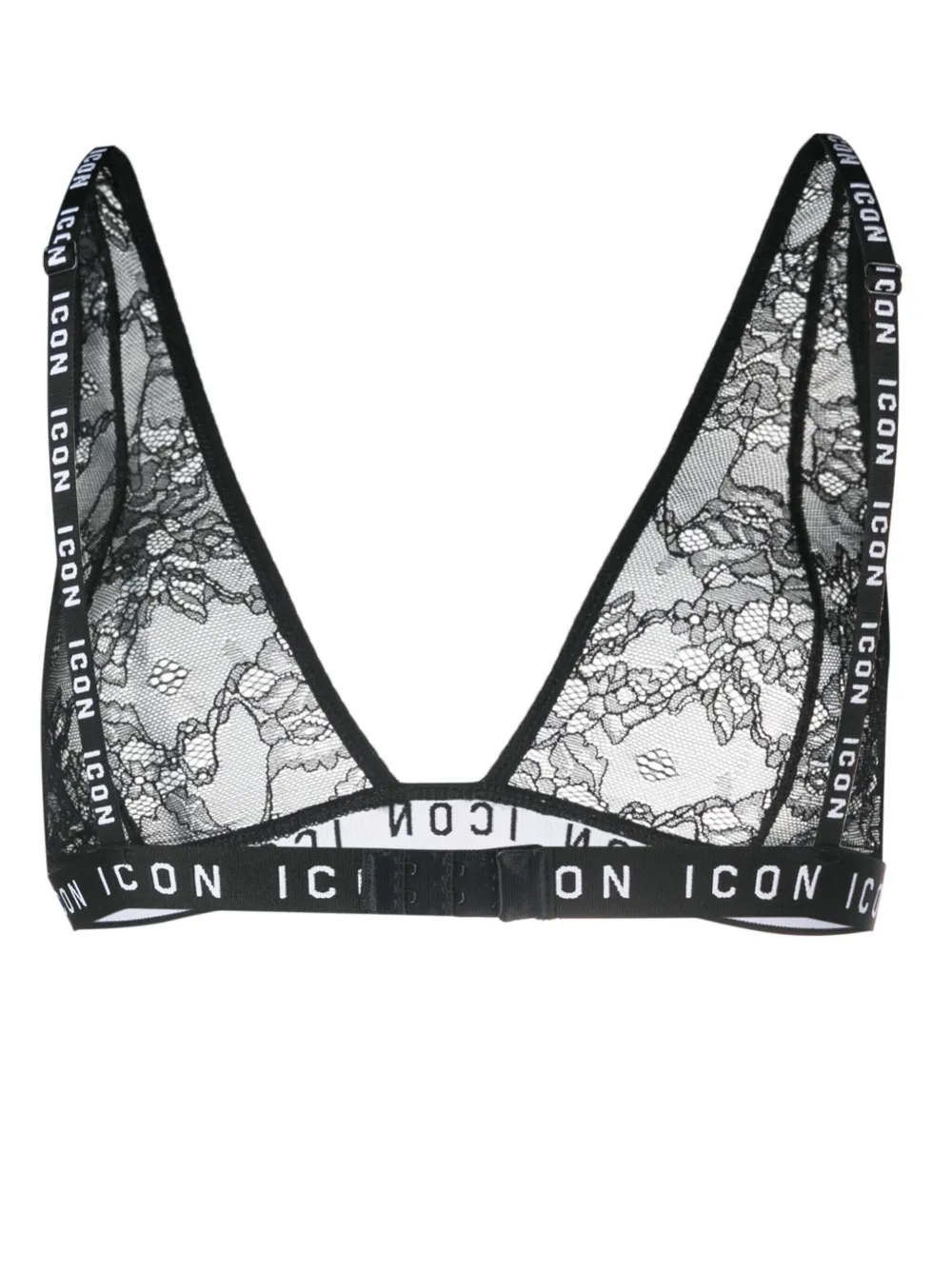 Кружевной бюстгальтер Icon с треугольными чашками DSQUARED2, черный — фото 2