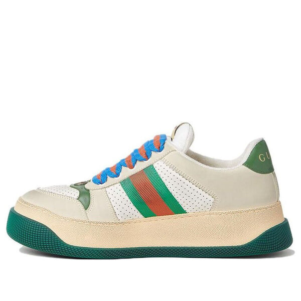 Кроссовки screener gg leather sneakers 'beige green red' Gucci, бежевый
