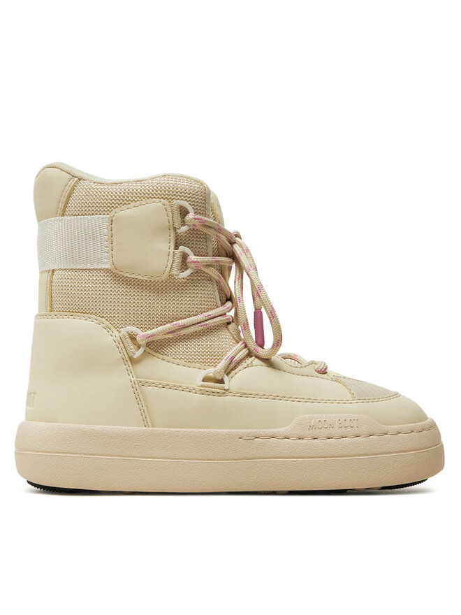 Зимние ботинки женские Moon Boot Park Sneaker комбинированные на шнуровке, бежевый