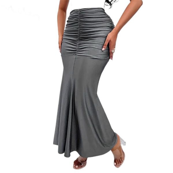 

Женская повседневная плиссированная юбка-макси с завышенной талией и расклешенным подолом Yesfashion, Grey