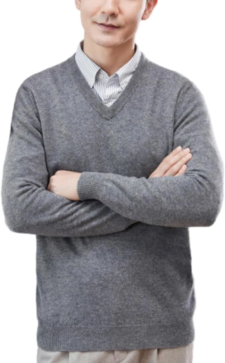 

Мужской V-образный свитер из шерсти для офиса, легкий slim fit XYLAWAVE