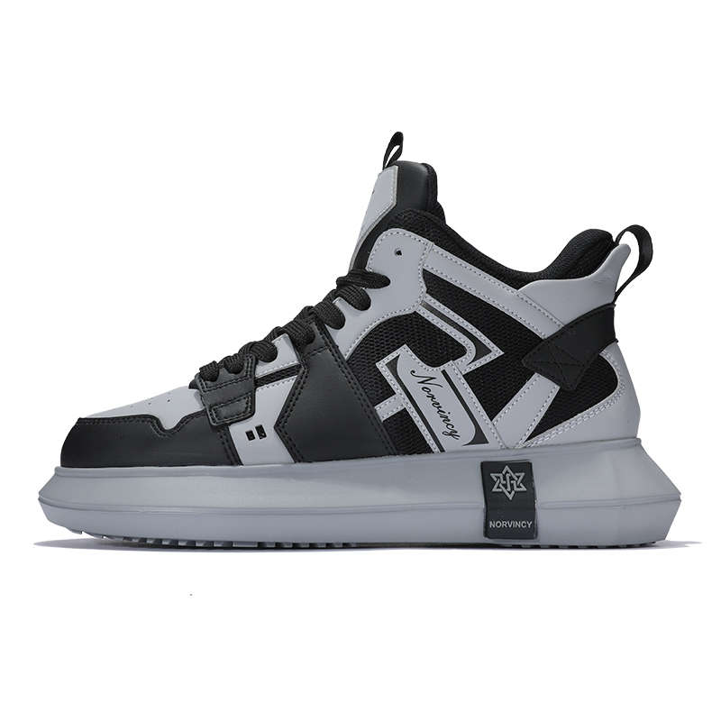

NORVINCY Скользоустойчивые амортизирующие высотные скейтерские кроссовки унисекс черно-серые, цвет Black Gray