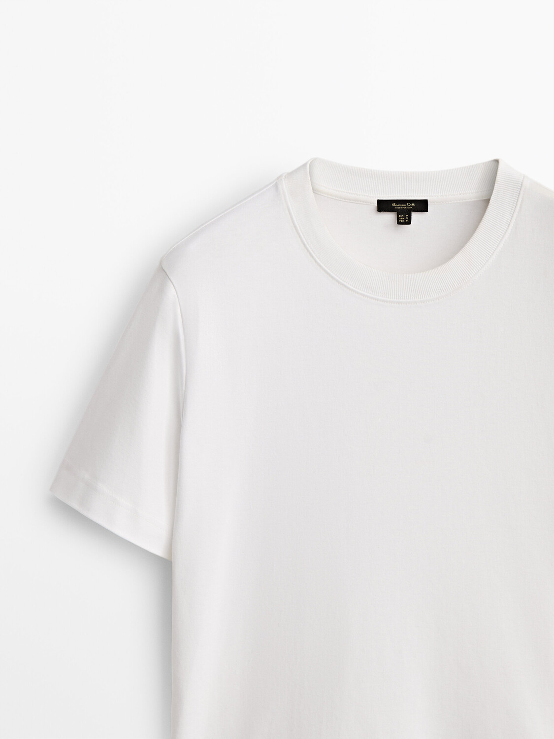 Футболка с короткими рукавами из 100% хлопка Massimo Dutti, кремовый — фото 2