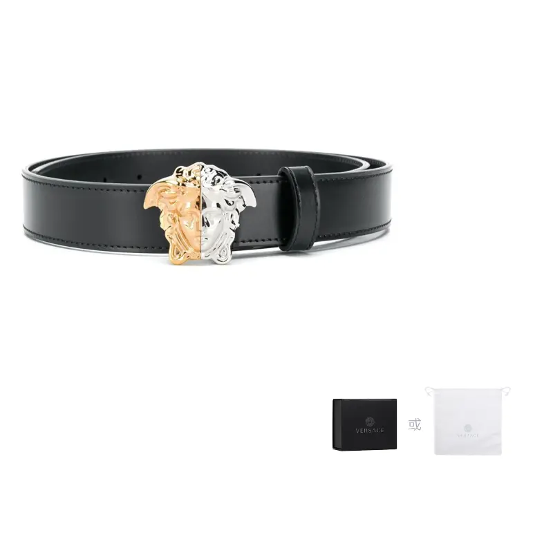 

VERSACE Демикожаный тонкий палаццо пояс, Silver Gold Multicolor