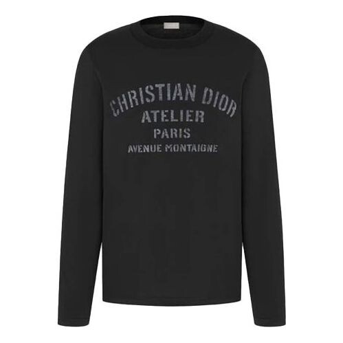 

Футболка men's alphabet logo printing round neck long sleeves black Dior, черный