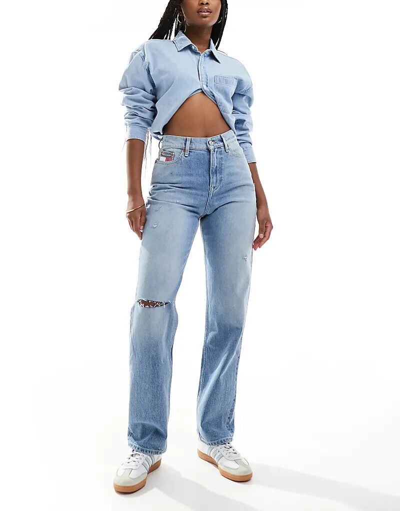 

Узкие прямые джинсы Izzie с высокой посадкой, светло-синего цвета Tommy Jeans