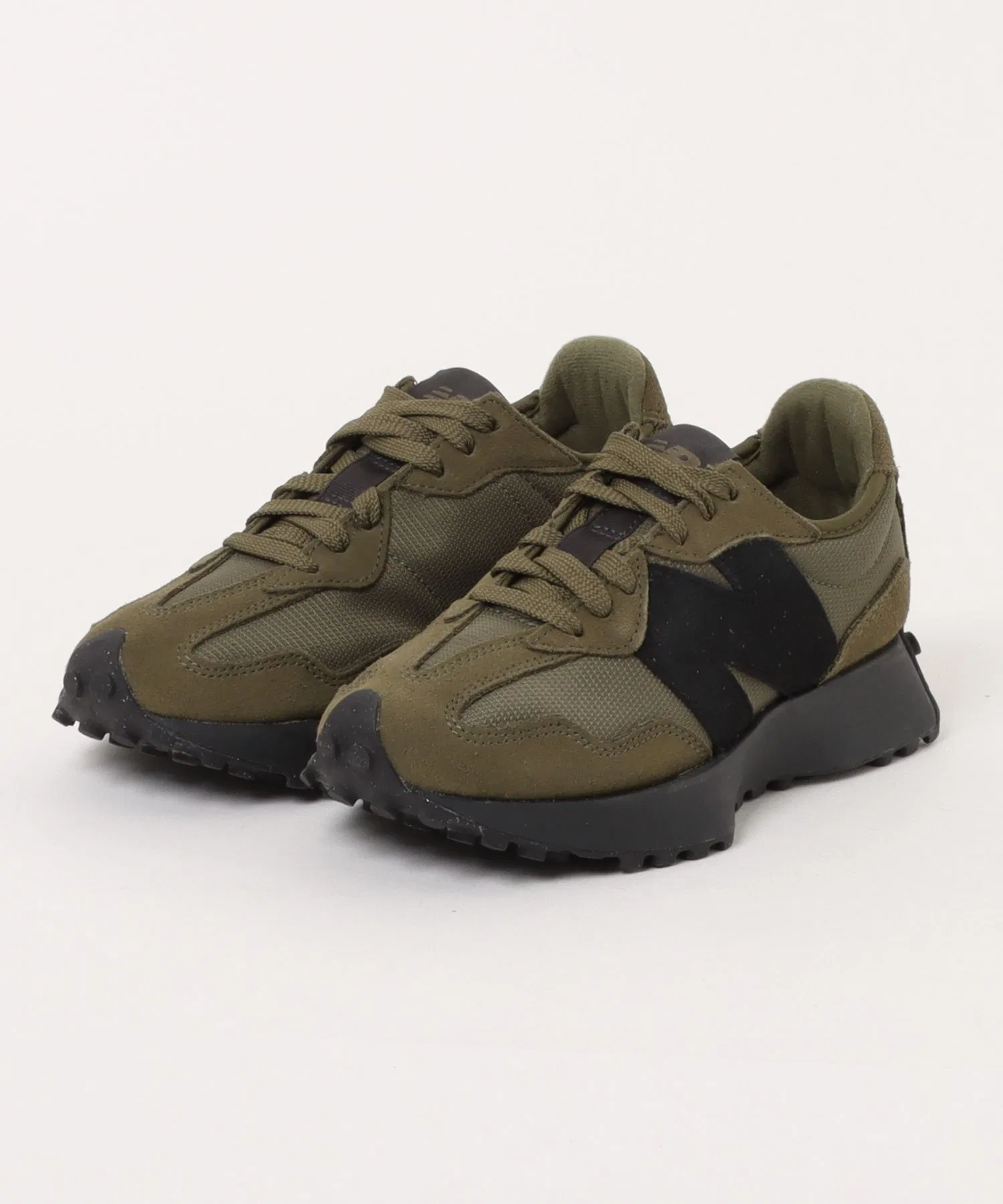 Мужские кроссовки New Balance U327 из замши и кожи хаки