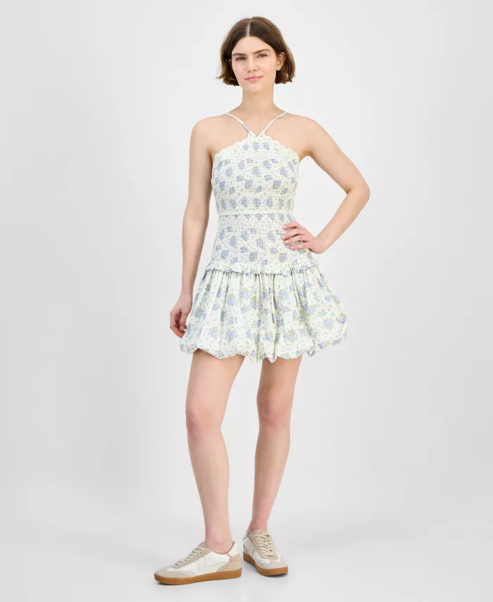 

Женское платье с принтом из хлопка на бретелях, со сборками и расклешенным подолом And Now This, мультиколор