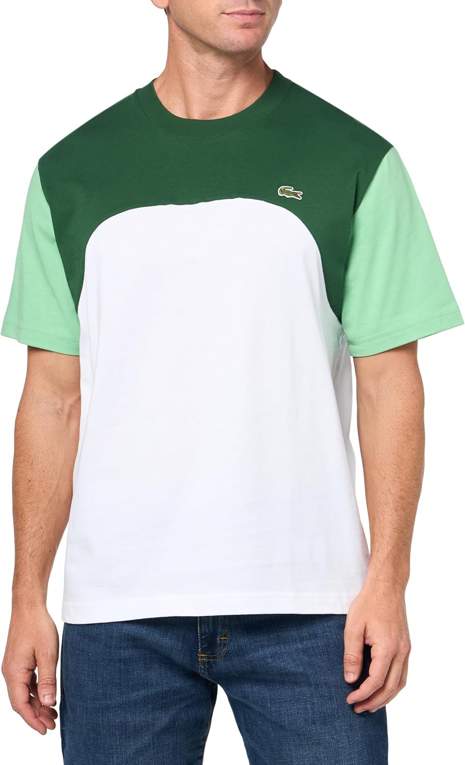 

Мужская футболка Lacoste Classic Fit Colorblock, White, Green, & Liamone, Белый, Мужская футболка Lacoste Classic Fit Colorblock, White, Green, & Liamone