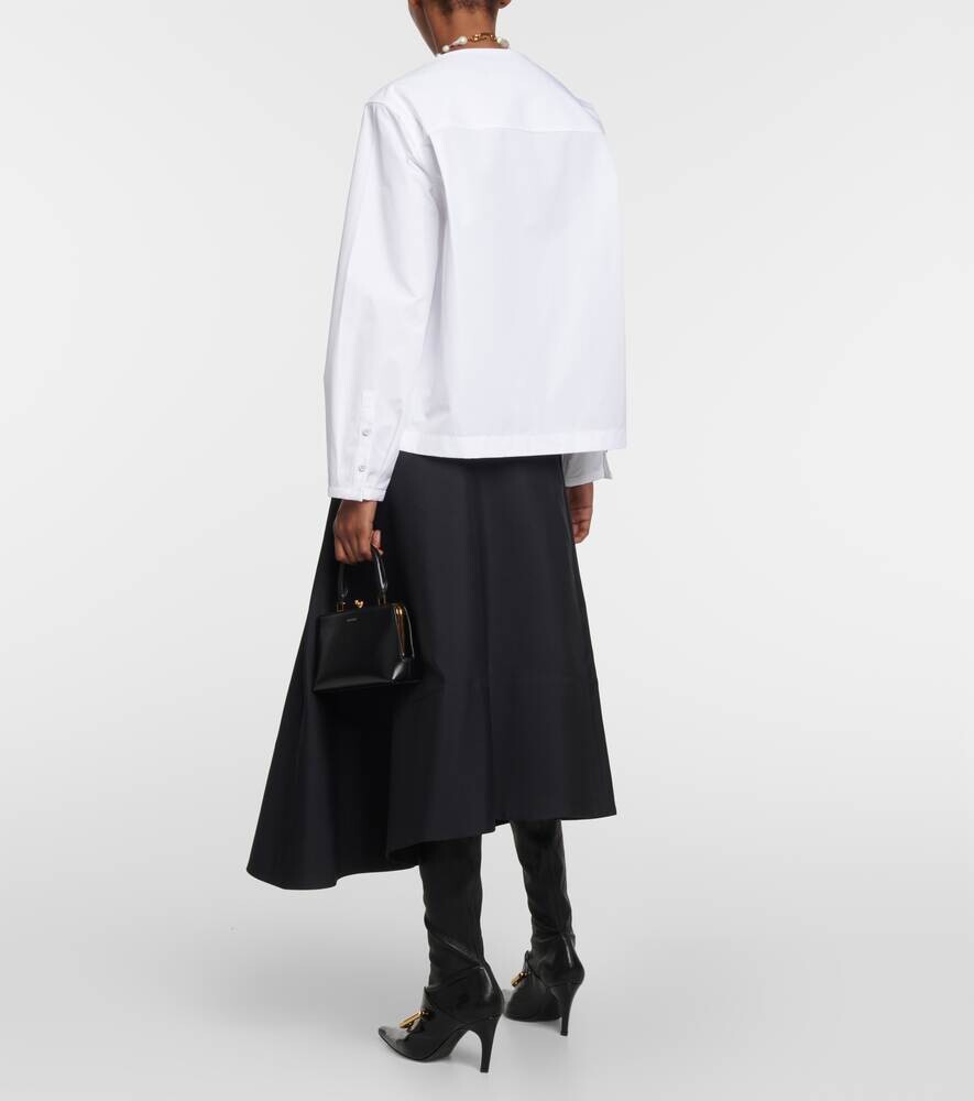 Топ из хлопкового поплина со складками JIL SANDER, белый — фото 3