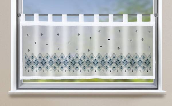 

Панельная штора Gardinenbox Bistro Voile Bedruckt, 140x45x1 см цвет raute blau
